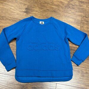 Adidas Kids Bold Blue crew neck bubble logo sweater kids size L